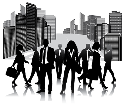 Business people in a silhouette
