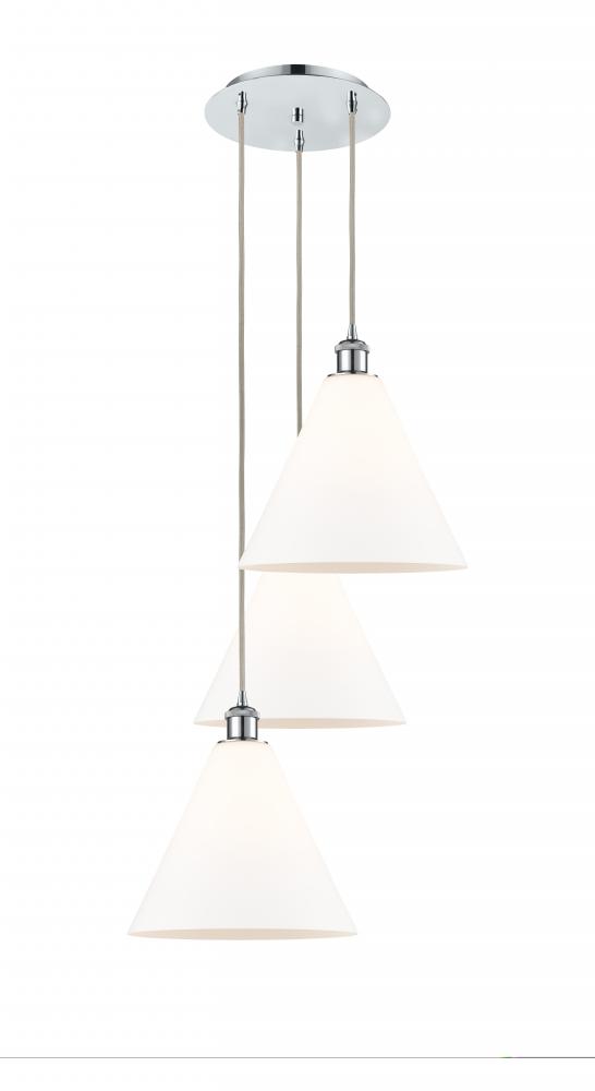 Berkshire - 3 Light - 19 inch - Polished Chrome - Cord Hung - Multi Pendant