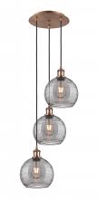 Innovations Lighting 113B-3P-AC-G1213-8SM - Athens Deco Swirl - 3 Light - 15 inch - Antique Copper - Cord hung - Multi Pendant