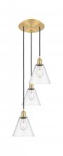 Innovations Lighting 113B-3P-SG-GBC-82 - Berkshire - 3 Light - 15 inch - Satin Gold - Cord Hung - Multi Pendant