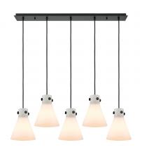 Innovations Lighting 125-410-1PS-BK-G411-8WH - Newton Cone - 5 Light - 40 inch - Matte Black - Linear Pendant