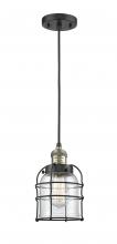 Innovations Lighting 201C-BAB-G52-CE-LED - Bell Cage - 1 Light - 6 inch - Black Antique Brass - Cord hung - Mini Pendant