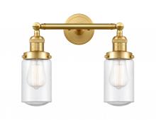 Innovations Lighting 208-SG-G314-LED - Dover - 2 Light - 14 inch - Satin Gold - Adjustable Bath Vanity Light