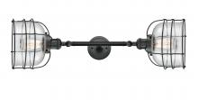 Innovations Lighting 208L-BK-G74-CE-LED - Bell Cage - 2 Light - 9 inch - Matte Black - Adjustable Bath Vanity Light