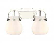 Innovations Lighting 423-2W-PN-G410-6WH - Pilaster II Sphere - 2 Light - 17 inch - Polished Nickel - Bath Vanity Light
