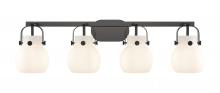 Innovations Lighting 423-4W-BK-G410-6WH - Pilaster II Sphere - 4 Light - 37 inch - Matte Black - Bath Vanity Light