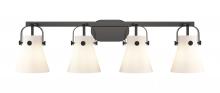 Innovations Lighting 423-4W-BK-G411-6WH - Pilaster II Cone - 4 Light - 37 inch - Matte Black - Bath Vanity Light