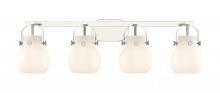 Innovations Lighting 423-4W-PN-G410-6WH - Pilaster II Sphere - 4 Light - 37 inch - Polished Nickel - Bath Vanity Light