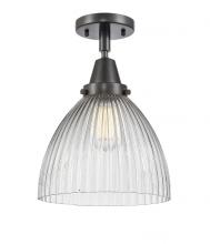 Innovations Lighting 447-1C-BK-G222-LED - Seneca Falls - 1 Light - 10 inch - Matte Black - Flush Mount