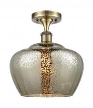 Innovations Lighting 516-1C-AB-G96-L-LED - Fenton - 1 Light - 11 inch - Antique Brass - Semi-Flush Mount
