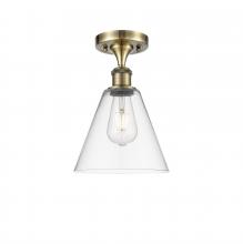 Innovations Lighting 516-1C-AB-GBC-82-LED - Berkshire - 1 Light - 8 inch - Antique Brass - Semi-Flush Mount