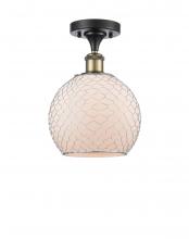 Innovations Lighting 516-1C-BAB-G121-8CSN-LED - Farmhouse Chicken Wire - 1 Light - 8 inch - Black Antique Brass - Semi-Flush Mount