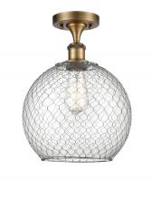 Innovations Lighting 516-1C-BB-G122-10CSN-LED - Farmhouse Chicken Wire - 1 Light - 10 inch - Brushed Brass - Semi-Flush Mount