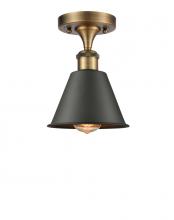 Innovations Lighting 516-1C-BB-M8-BK-LED - Smithfield - 1 Light - 7 inch - Brushed Brass - Semi-Flush Mount