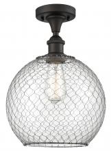 Innovations Lighting 516-1C-OB-G122-10CBK-LED - Farmhouse Chicken Wire - 1 Light - 10 inch - Oil Rubbed Bronze - Semi-Flush Mount