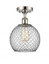 Innovations Lighting 516-1C-PN-G122-8CBK-LED - Farmhouse Chicken Wire - 1 Light - 8 inch - Polished Nickel - Semi-Flush Mount