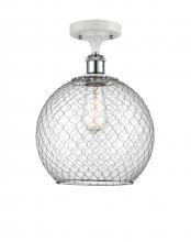 Innovations Lighting 516-1C-WPC-G122-10CSN-LED - Farmhouse Chicken Wire - 1 Light - 10 inch - White Polished Chrome - Semi-Flush Mount