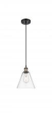 Innovations Lighting 516-1P-BAB-GBC-82-LED - Berkshire - 1 Light - 8 inch - Black Antique Brass - Cord hung - Mini Pendant