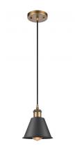 Innovations Lighting 516-1P-BB-M8-BK-LED - Smithfield - 1 Light - 7 inch - Brushed Brass - Cord hung - Mini Pendant