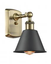 Innovations Lighting 516-1W-AB-M8-BK-LED - Smithfield - 1 Light - 7 inch - Antique Brass - Sconce