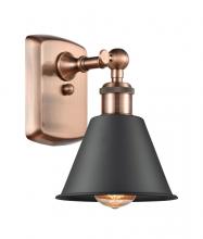 Innovations Lighting 516-1W-AC-M8-BK-LED - Smithfield - 1 Light - 7 inch - Antique Copper - Sconce