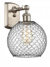 Innovations Lighting 516-1W-SN-G122-8CBK-LED - Farmhouse Chicken Wire - 1 Light - 8 inch - Brushed Satin Nickel - Sconce