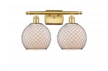 Innovations Lighting 516-2W-SG-G121-8CBK-LED - Farmhouse Chicken Wire - 2 Light - 18 inch - Satin Gold - Bath Vanity Light