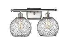 Innovations Lighting 516-2W-SN-G122-8CBK-LED - Farmhouse Chicken Wire - 2 Light - 18 inch - Brushed Satin Nickel - Bath Vanity Light