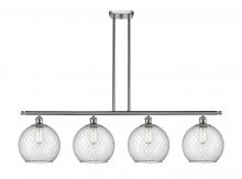 Innovations Lighting 516-4I-SN-G122-10CSN-LED - Farmhouse Chicken Wire - 4 Light - 48 inch - Brushed Satin Nickel - Cord hung - Island Light