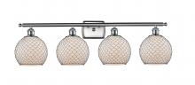 Innovations Lighting 516-4W-SN-G121-8CBK-LED - Farmhouse Chicken Wire - 4 Light - 38 inch - Brushed Satin Nickel - Bath Vanity Light