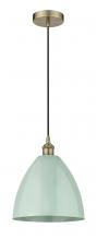Innovations Lighting 616-1P-AB-MBD-12-SF-LED - Plymouth - 1 Light - 12 inch - Antique Brass - Cord hung - Mini Pendant
