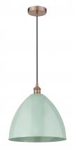 Innovations Lighting 616-1P-AC-MBD-16-SF-LED - Plymouth - 1 Light - 16 inch - Antique Copper - Cord hung - Mini Pendant
