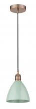 Innovations Lighting 616-1P-AC-MBD-75-SF-LED - Plymouth - 1 Light - 8 inch - Antique Copper - Cord hung - Mini Pendant