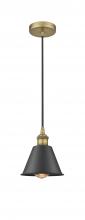Innovations Lighting 616-1P-BB-M8-BK-LED - Smithfield - 1 Light - 7 inch - Brushed Brass - Cord hung - Mini Pendant