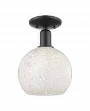 Innovations Lighting 716-1C-BK-G1216-8WM - White Mouchette - 1 Light - 8 inch - Matte Black - Semi-Flush Mount