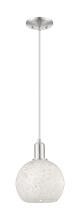 Innovations Lighting 716-1P-SN-G1216-8WM - White Mouchette - 1 Light - 8 inch - Brushed Satin Nickel - Cord hung - Mini Pendant