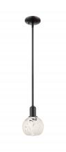 Innovations Lighting 716-1S-BK-G1216-6WM - White Mouchette - 1 Light - 6 inch - Matte Black - Stem hung - Mini Pendant
