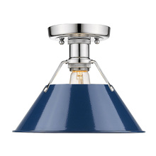 Golden 3306-FM CH-NVY - Orwell 1-Light Flush Mount in Chrome with Matte Navy