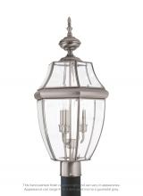 Generation Lighting 8239EN-965 - Lancaster traditional 3-light LED outdoor exterior post lantern in antique brushed nickel silver fin