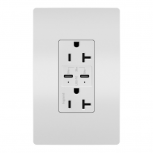 Legrand Radiant TR20USBPDWCC6 - radiant? 20A Tamper Resistant Ultra Fast PLUS Power Delivery USB Type C/C Outlet, White